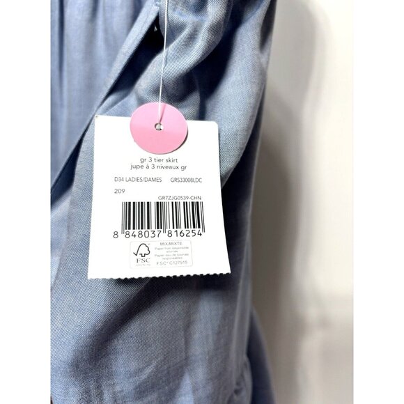 Women's Long Flowy Maxi Skirt Blue Denim Like Size XL, New w/ Elastic Waistband - Picture 5 of 9